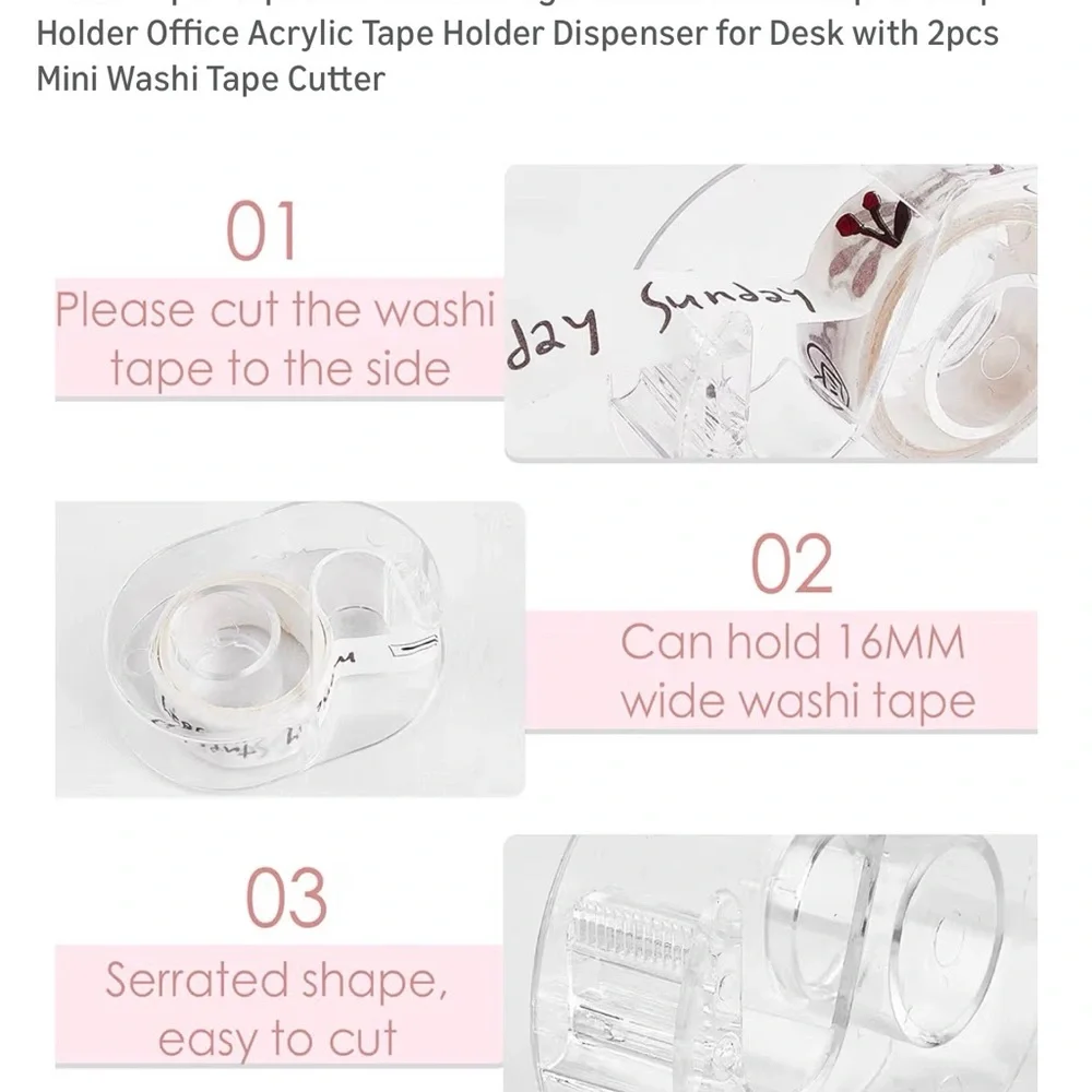 Acrylic Washi Tape Organizer Stackable Clear Desk Stackable Storage Bins